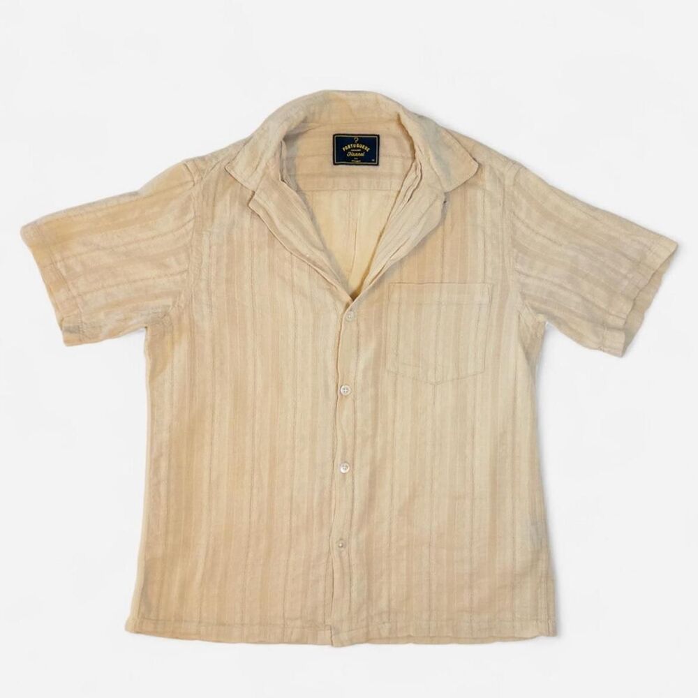 Portuguese Flannel Newworld Cream Cotton Short Sleeve Button Down M
